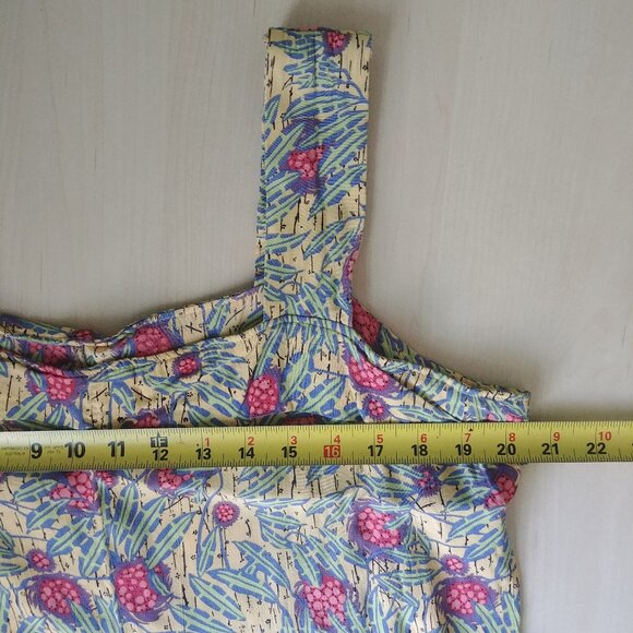 Flax Large yellow sleeveless dress with pink and green - Picture 11 of 12
